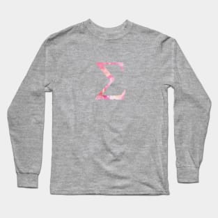 Pink Sigma Watercolor Lettter Long Sleeve T-Shirt